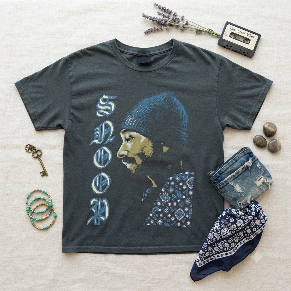 DAY Snoop Dogg Graphic T-Shirt Charcoal Gray XS Paisley Bandana Tee